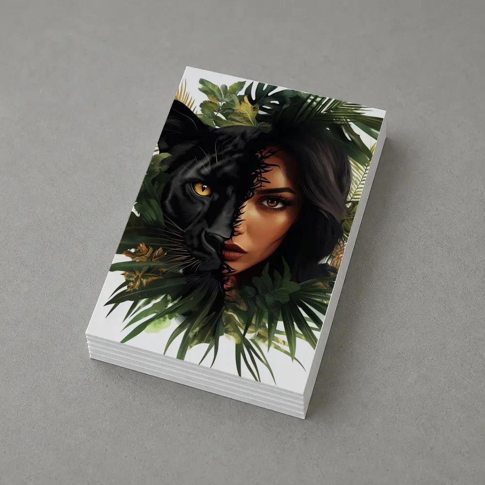 Black Panther Woman Face Tropical Leaves – Postcards