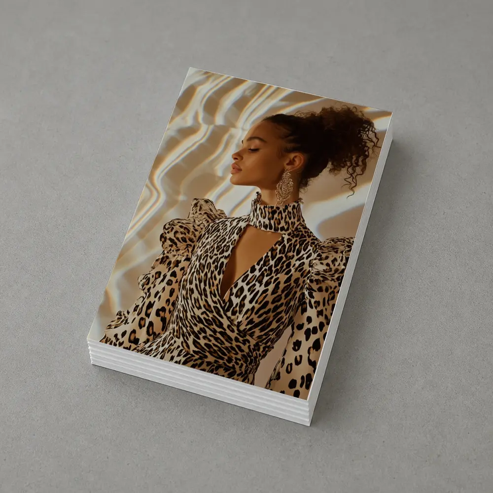 Leopard Print Dress Woman Warm Light Background – Postcards