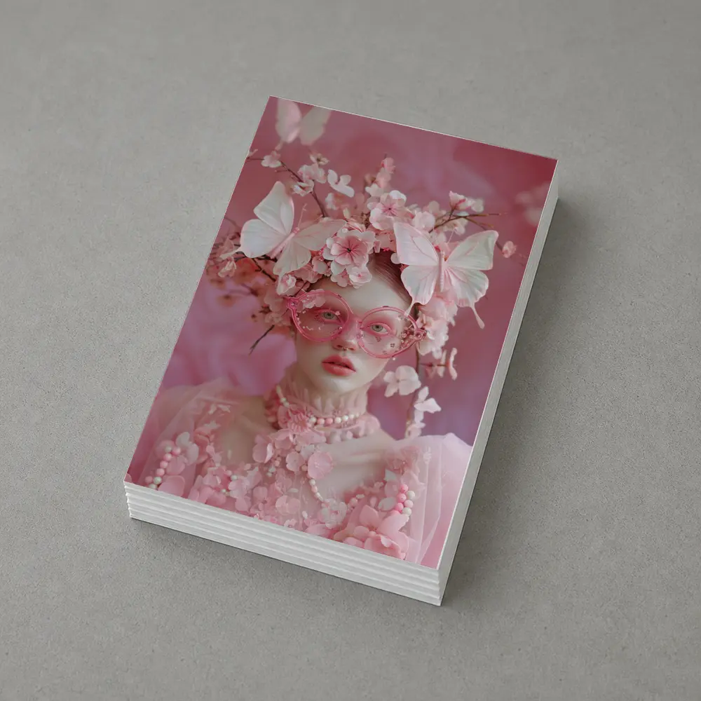 Pink Fantasy Woman Butterflies Cherry Blossoms Portrait – Postcards