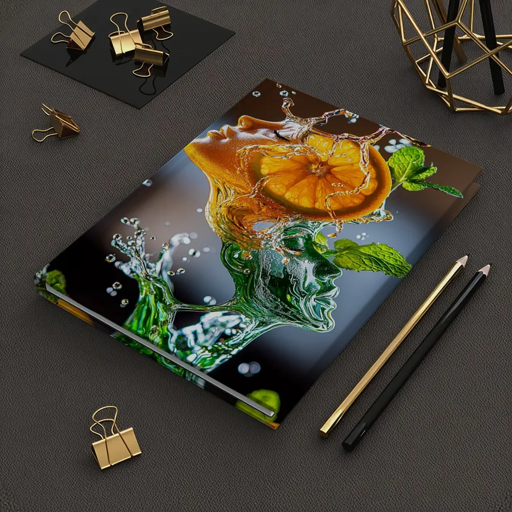 Orange Citrus Woman Face Water Splash Art – Notebooks