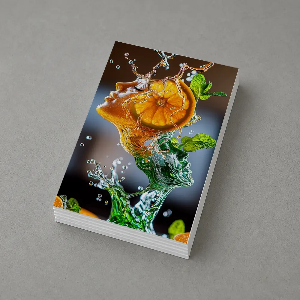 Orange Citrus Woman Face Water Splash Art – Postcards