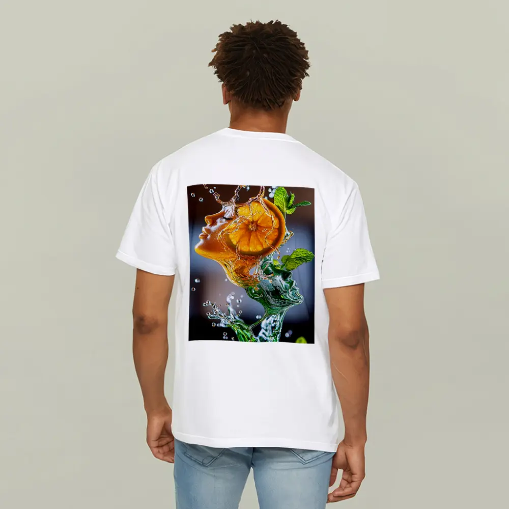 Orange Citrus Woman Face Water Splash Art – T-Shirts