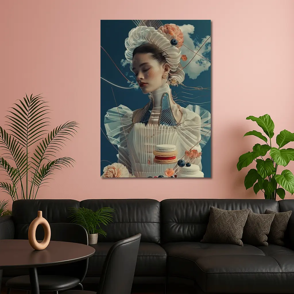 Surreal Fashion Woman Macarons Blue Sky – Wall Art