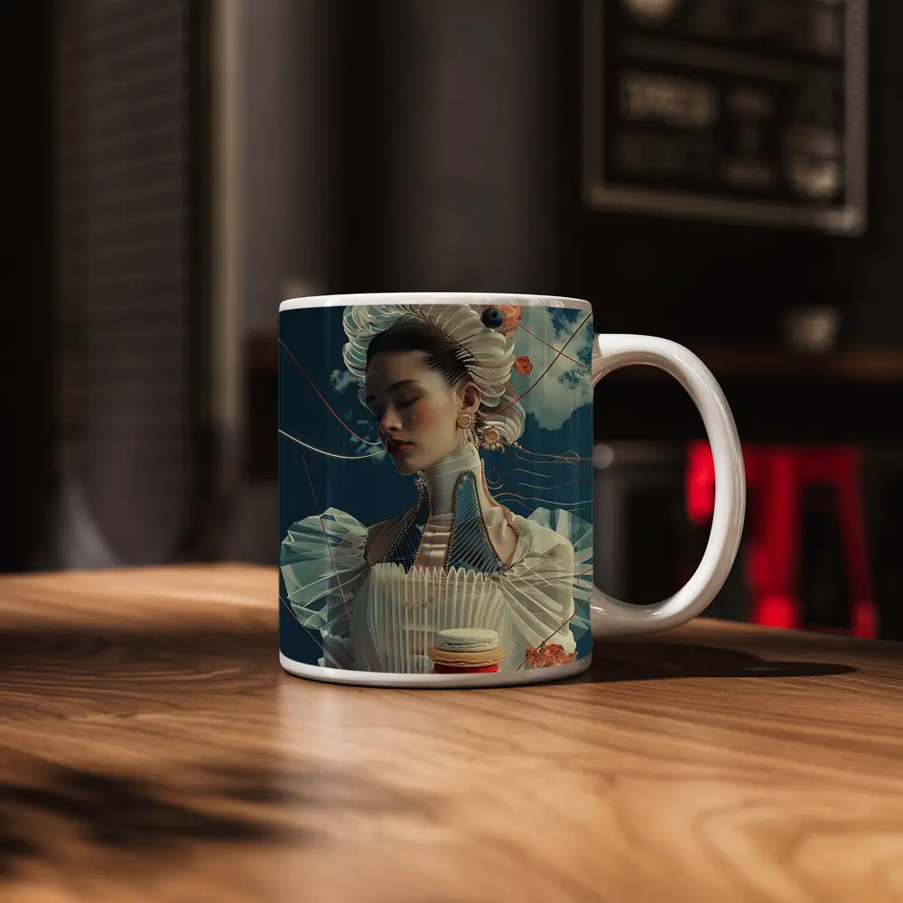 Surreal Fashion Woman Macarons Blue Sky – Mugs