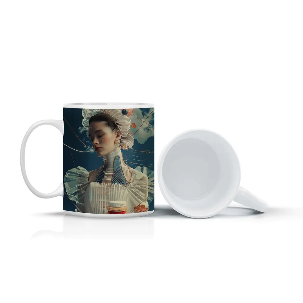 Surreal Fashion Woman Macarons Blue Sky – Mugs
