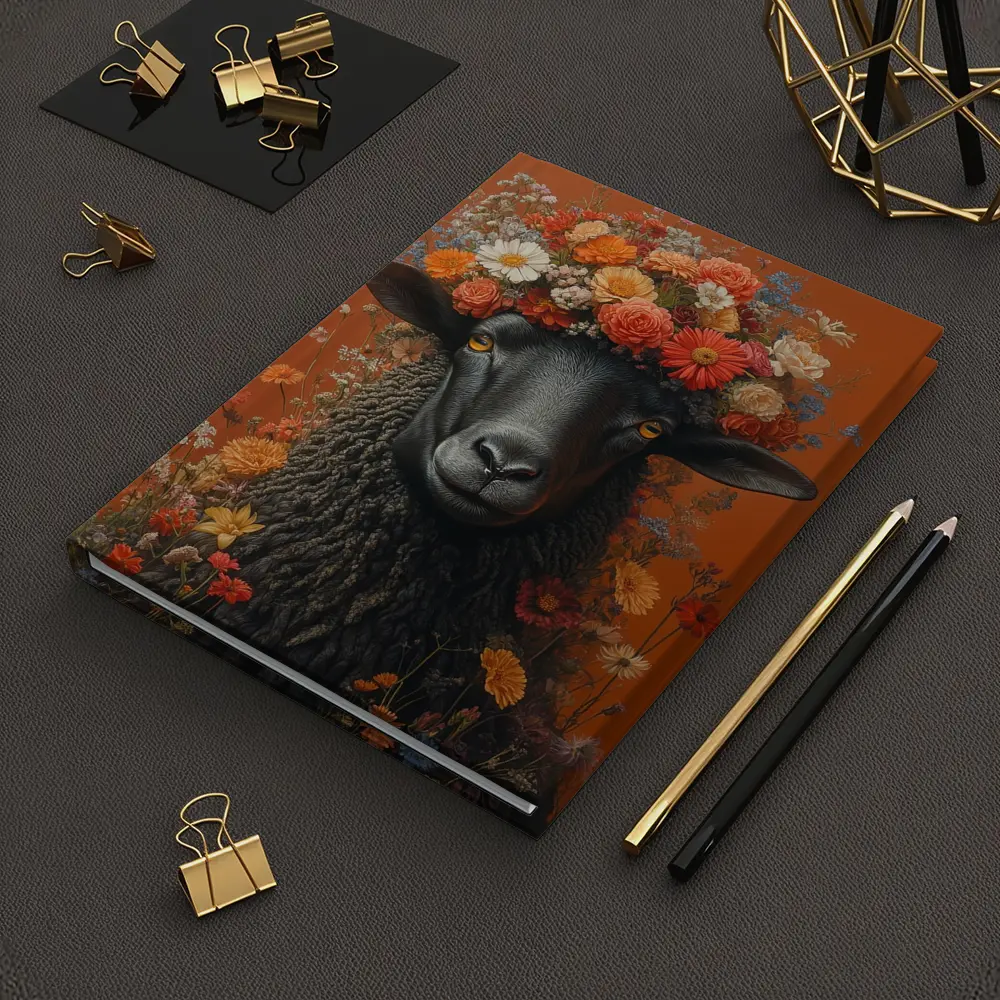 Black Sheep Floral Crown Orange Background – Notebooks