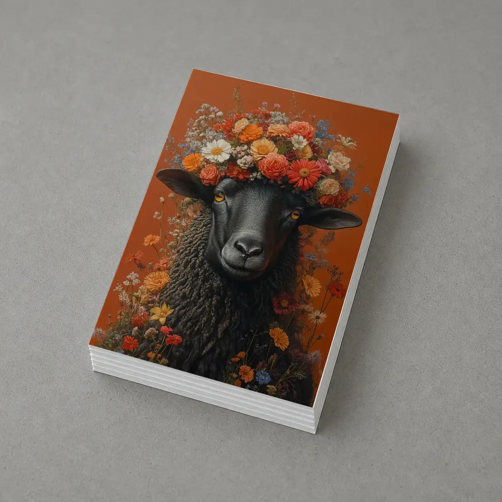 Black Sheep Floral Crown Orange Background – Postcards