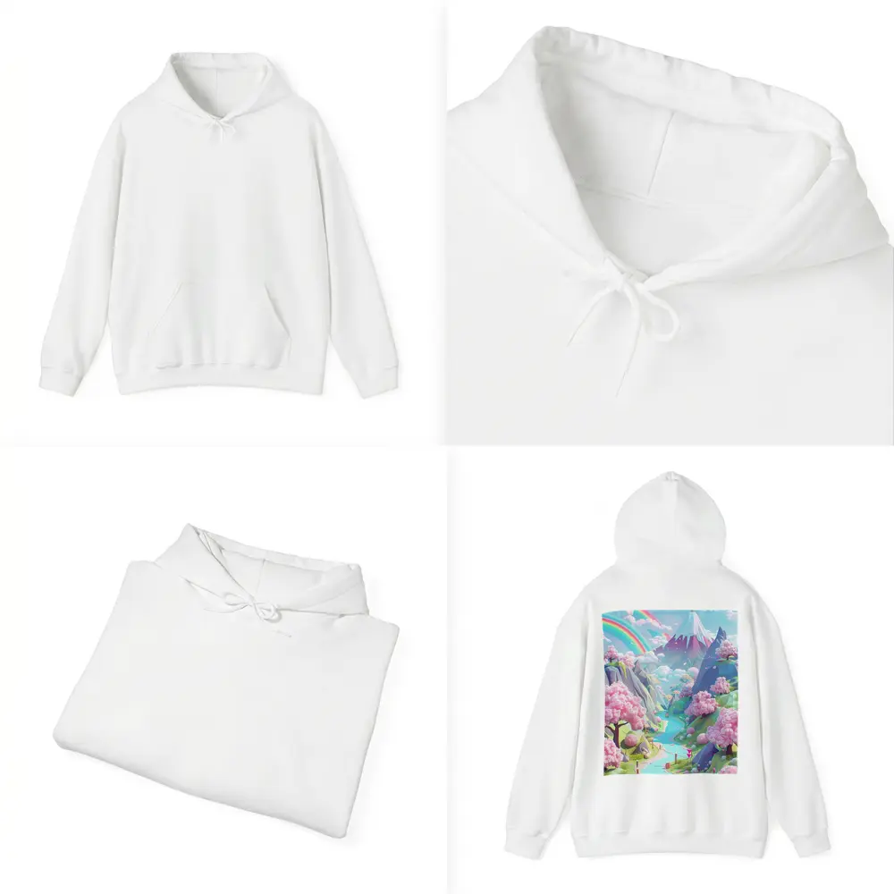 Pastel Cherry Blossom Valley Rainbow Fantasy Art – Hoodies