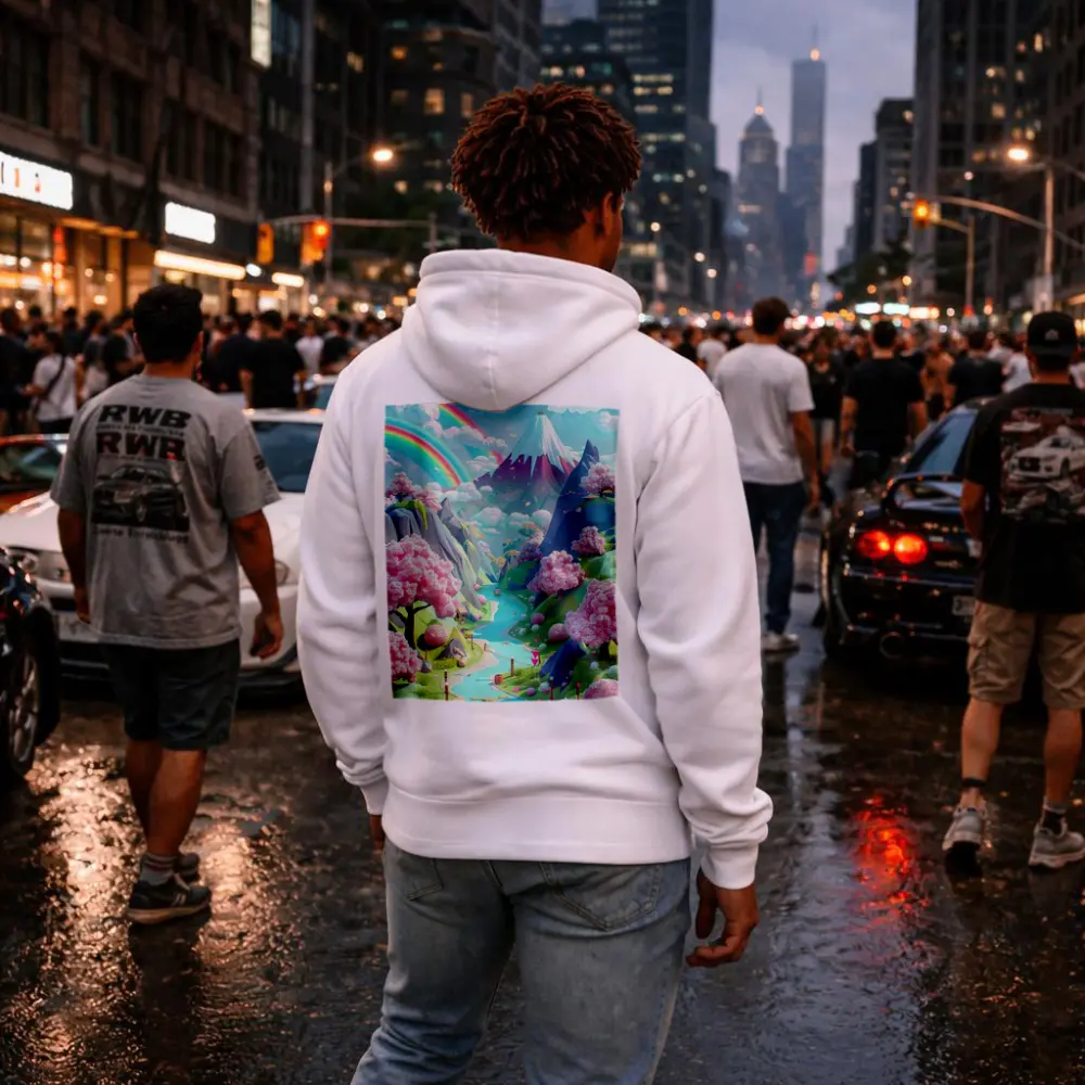 Pastel Cherry Blossom Valley Rainbow Fantasy Art – Hoodies