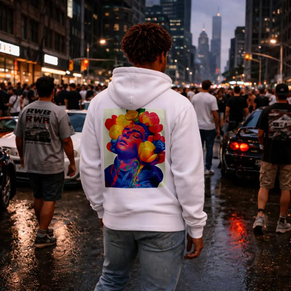 Man With Colorful Flowers Surreal Pop Art – Hoodies