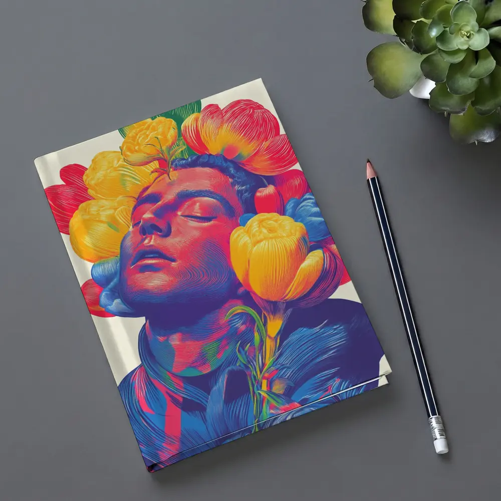 Man With Colorful Flowers Surreal Pop Art – Notebooks
