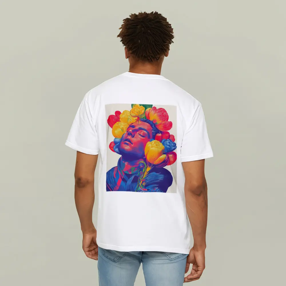 Man With Colorful Flowers Surreal Pop Art – T-Shirts