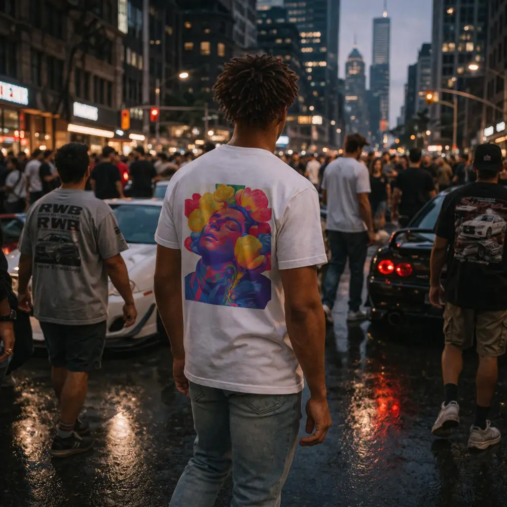 Man With Colorful Flowers Surreal Pop Art – T-Shirts