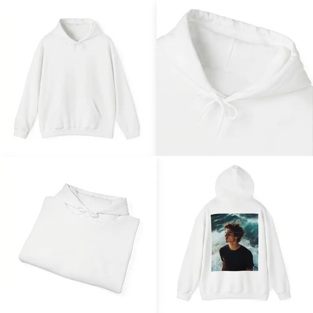 Young Man Standing By Ocean Waves – Hoodies
