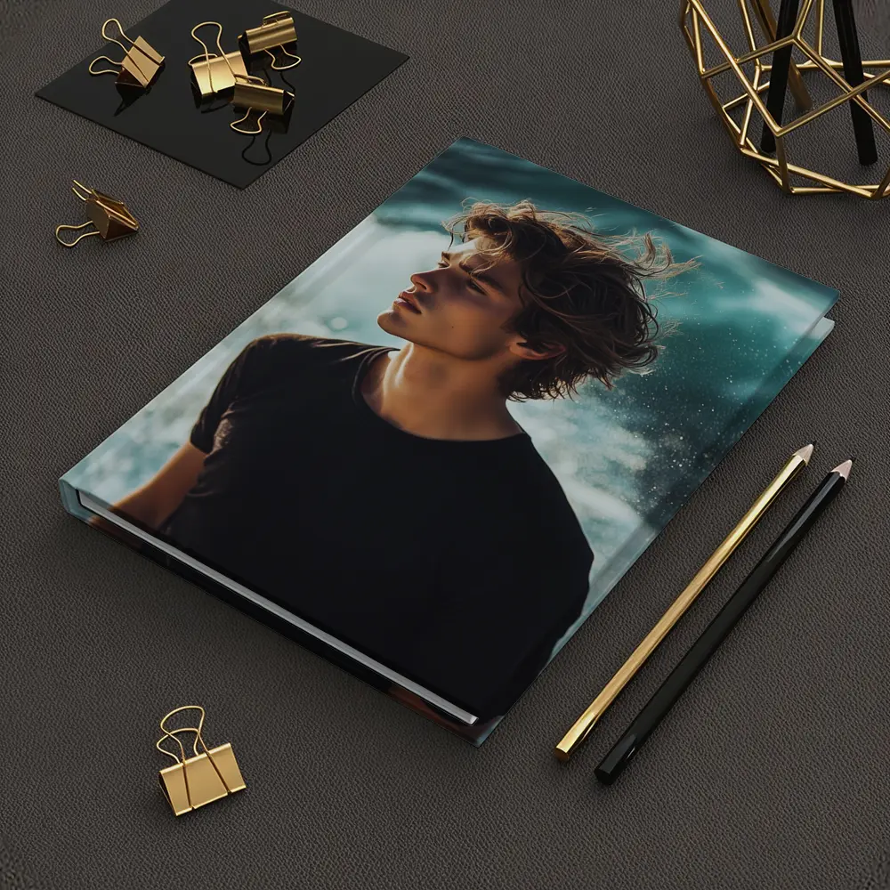 Young Man Standing By Ocean Waves – Notebooks