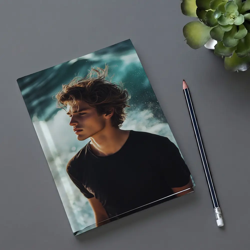 Young Man Standing By Ocean Waves – Notebooks