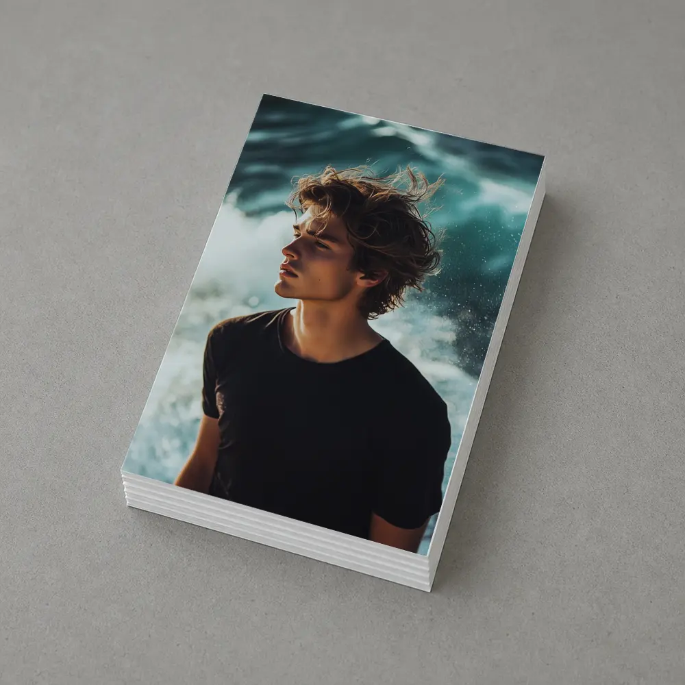 Young Man Standing By Ocean Waves – Postcards
