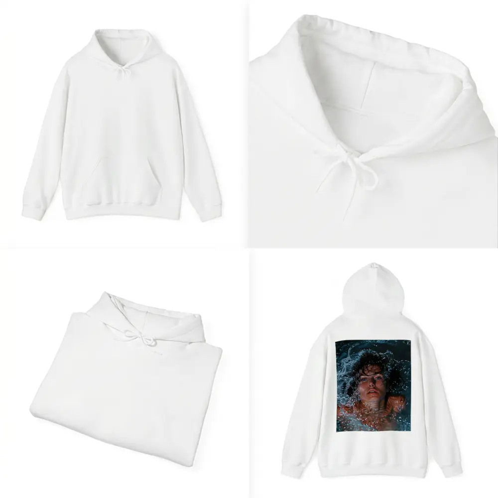 Woman Submerged in Dark Blue Water – Hoodies