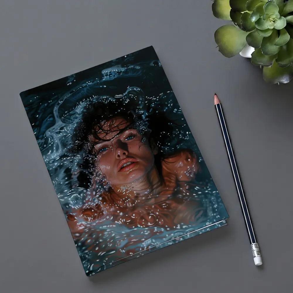 Woman Submerged in Dark Blue Water – Notebooks