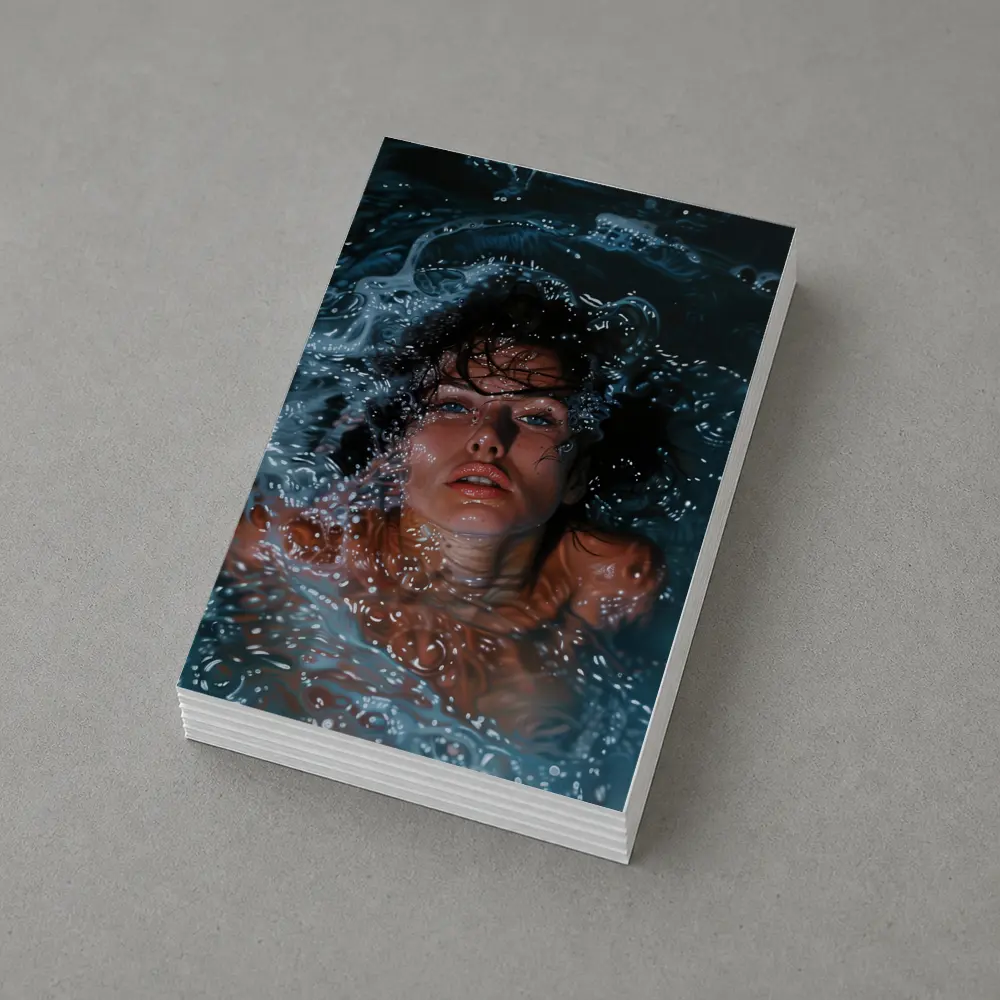 Woman Submerged in Dark Blue Water – Postcards
