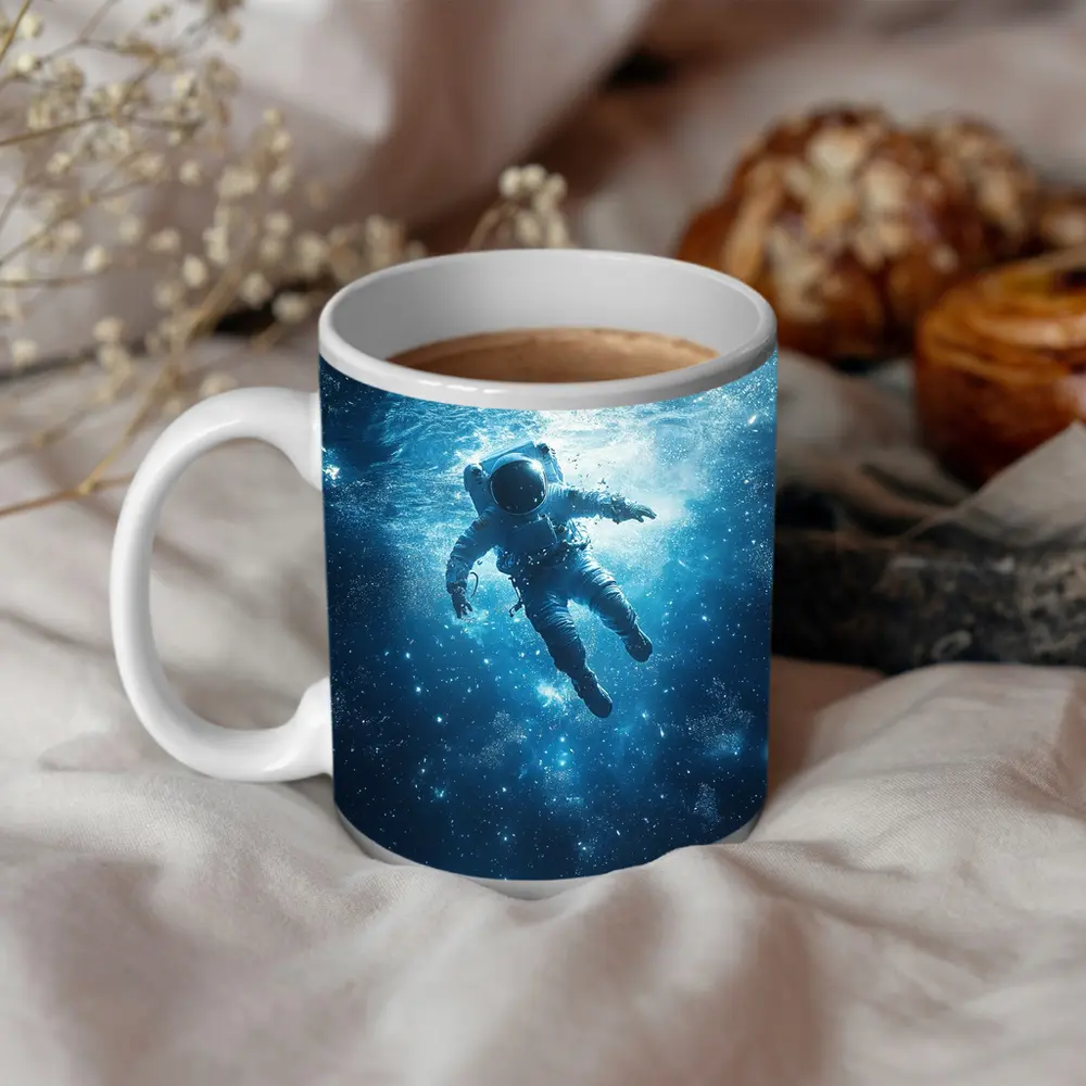 Astronaut Floating Underwater Blue Galaxy Space – Mugs