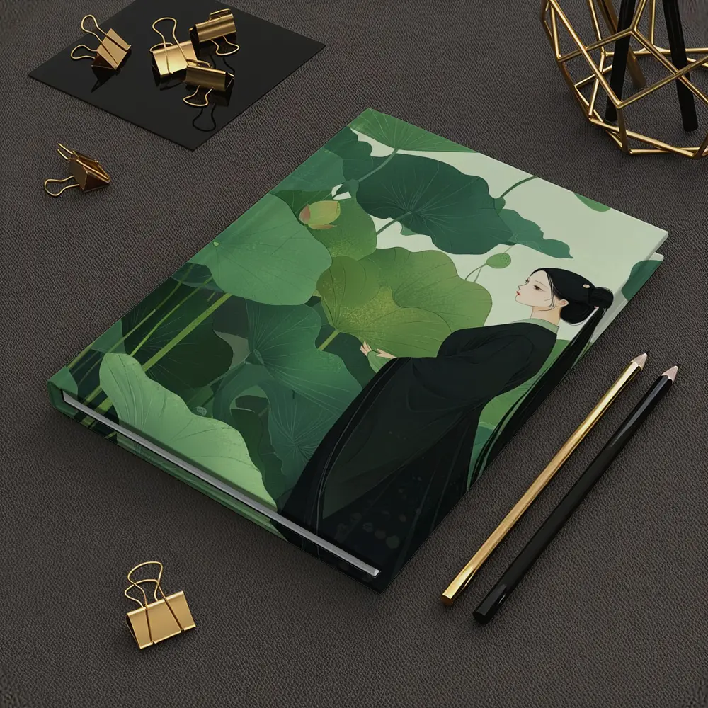 Woman in Black Among Green Lotus Leaves – Notebooks
