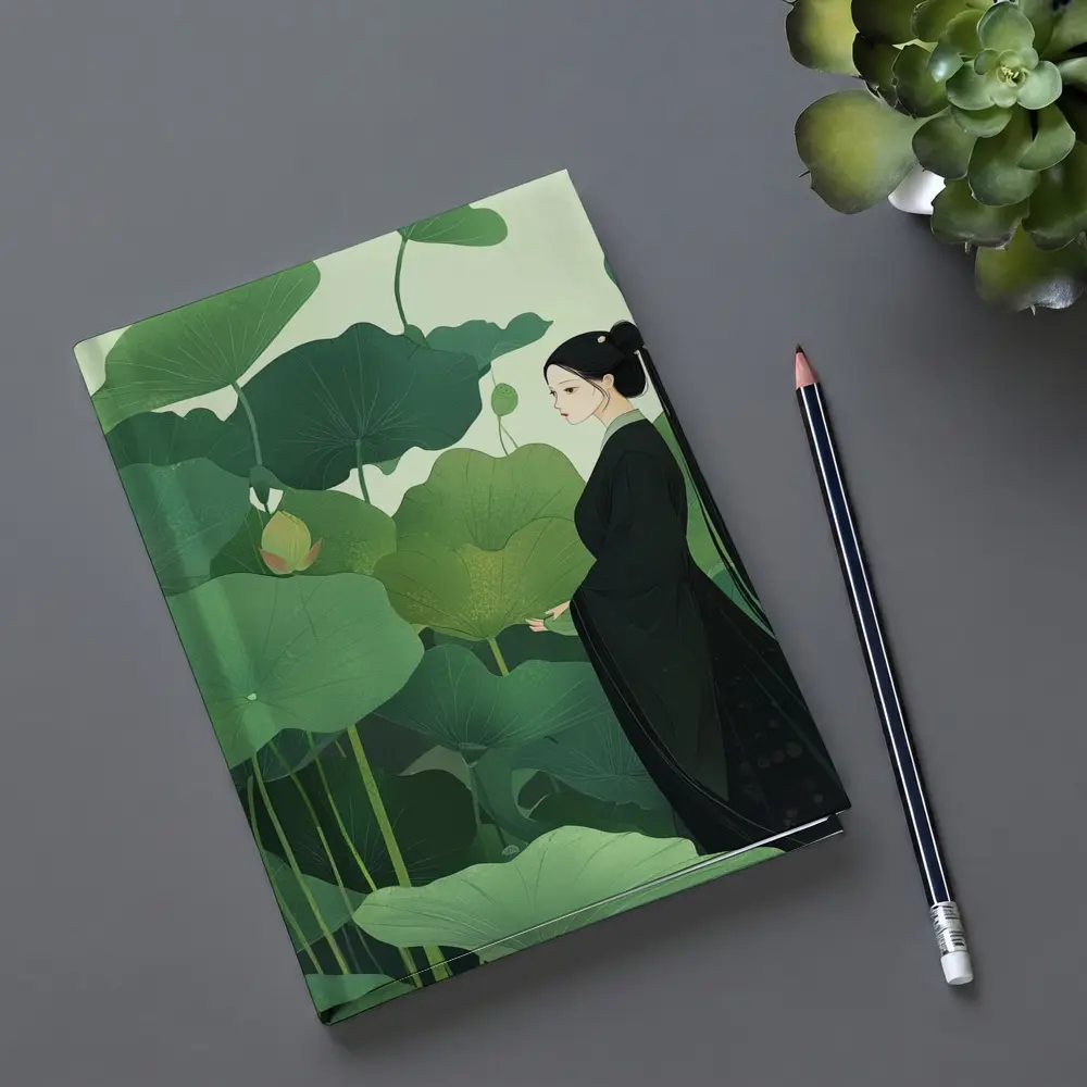 Woman in Black Among Green Lotus Leaves – Notebooks