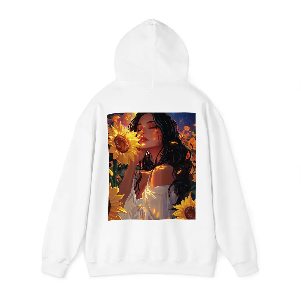 Woman Among Sunflowers Under Full Moon – Hoodies