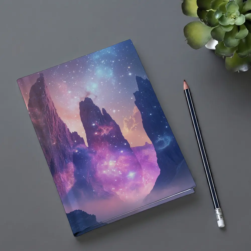 Fantasy Mountain Peaks Cosmic Galaxy Sky – Notebooks
