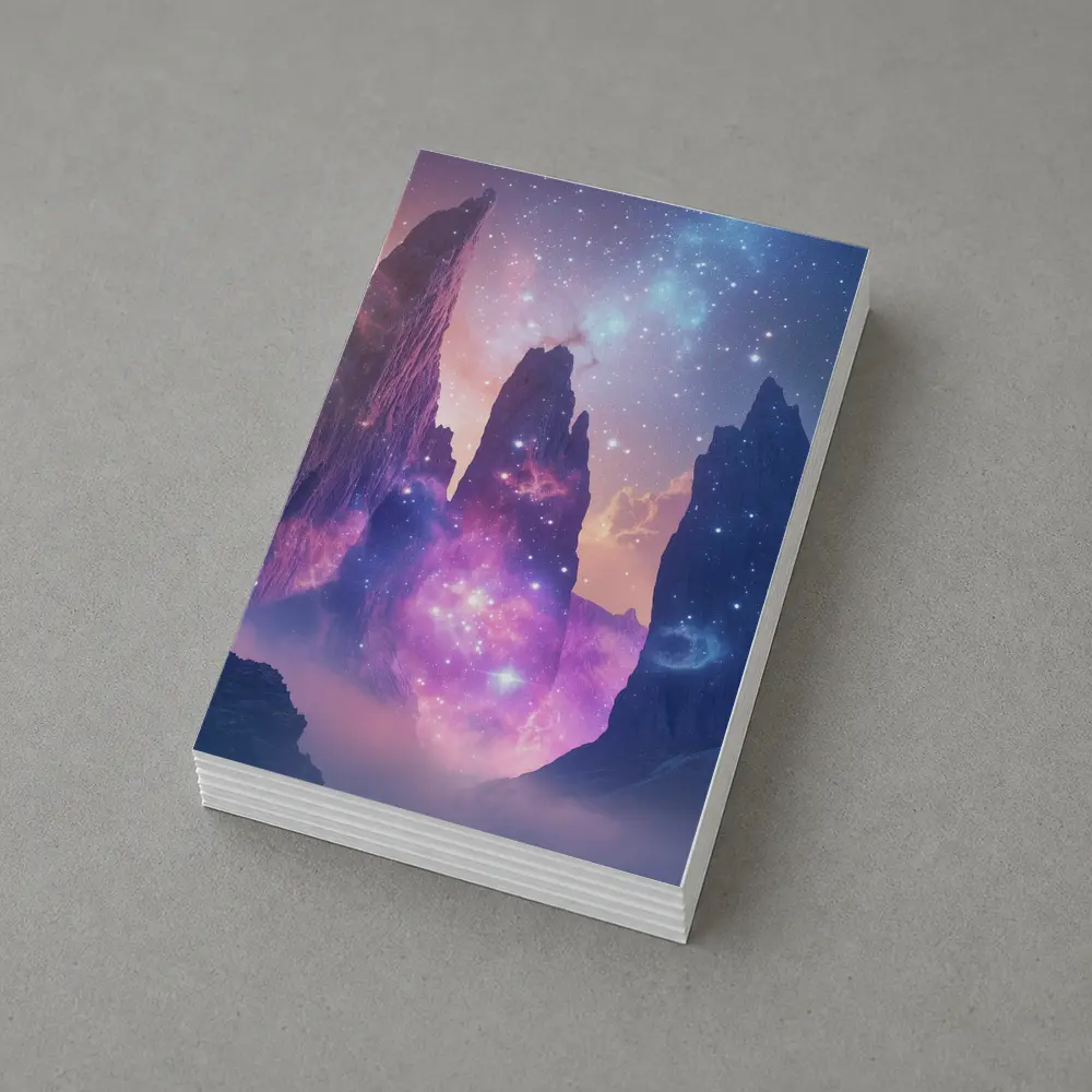 Fantasy Mountain Peaks Cosmic Galaxy Sky – Postcards