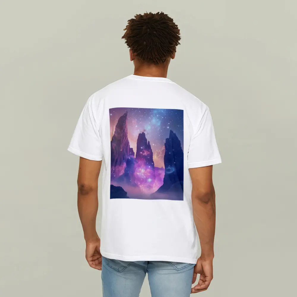 Fantasy Mountain Peaks Cosmic Galaxy Sky – T-Shirts