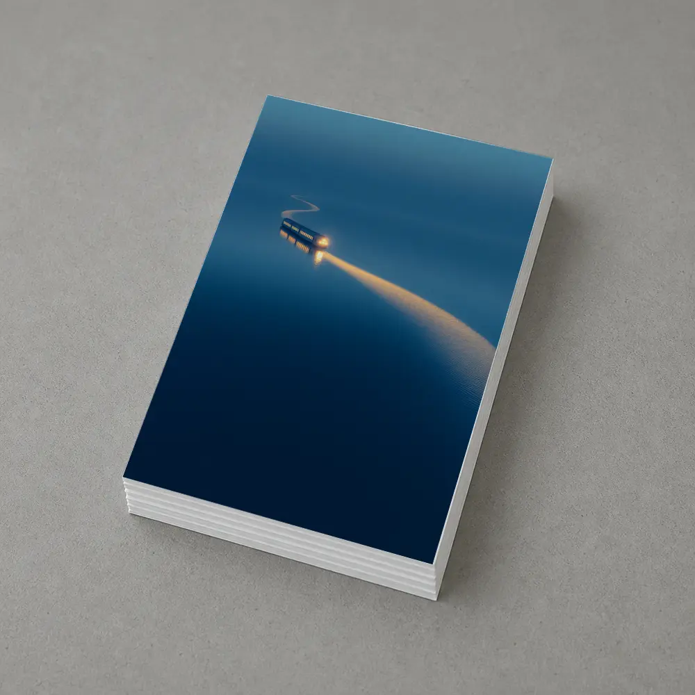 Surreal Train Crossing Calm Blue Water – Postcards