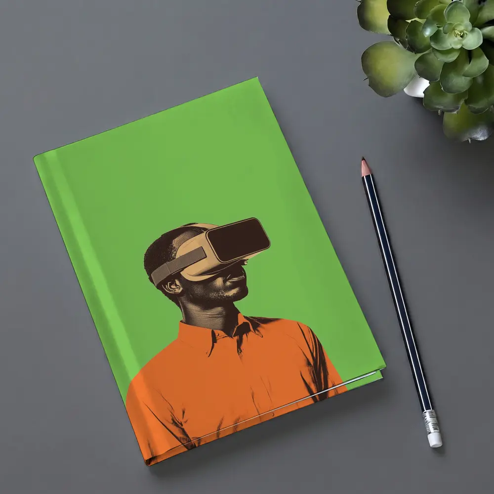 Man Wearing VR Headset Green Background – Notebooks