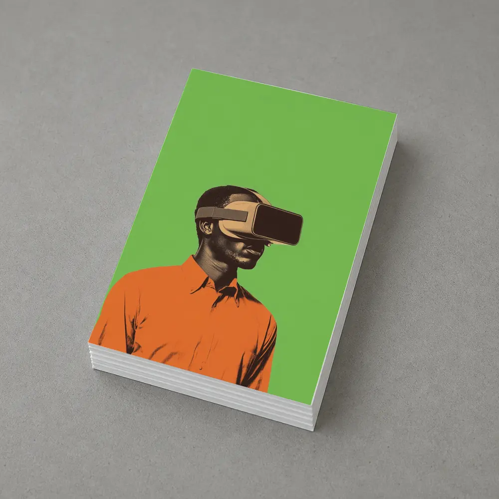 Man Wearing VR Headset Green Background – Postcards