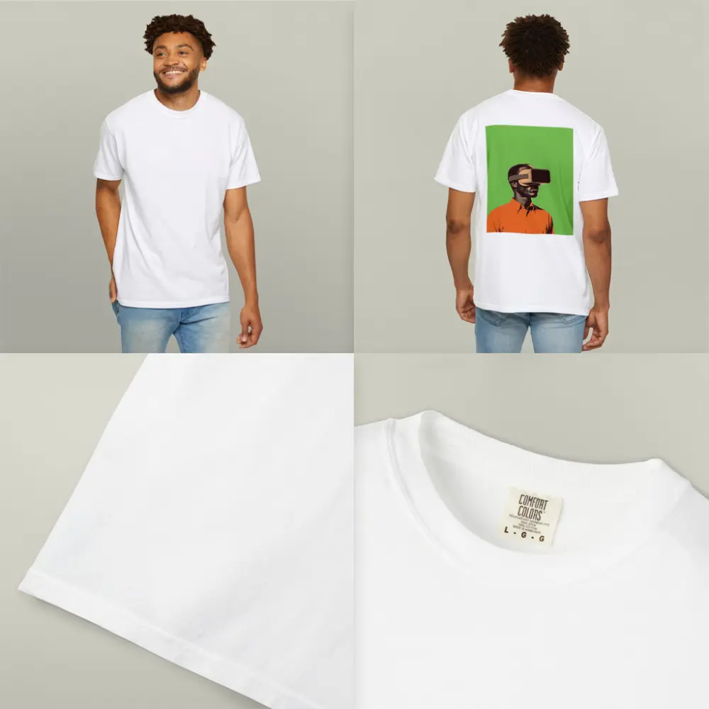 Man Wearing VR Headset Green Background – T-Shirts