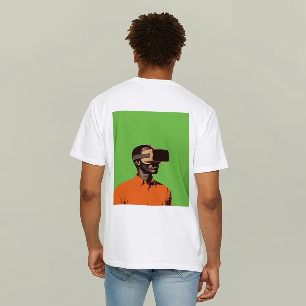 Man Wearing VR Headset Green Background – T-Shirts