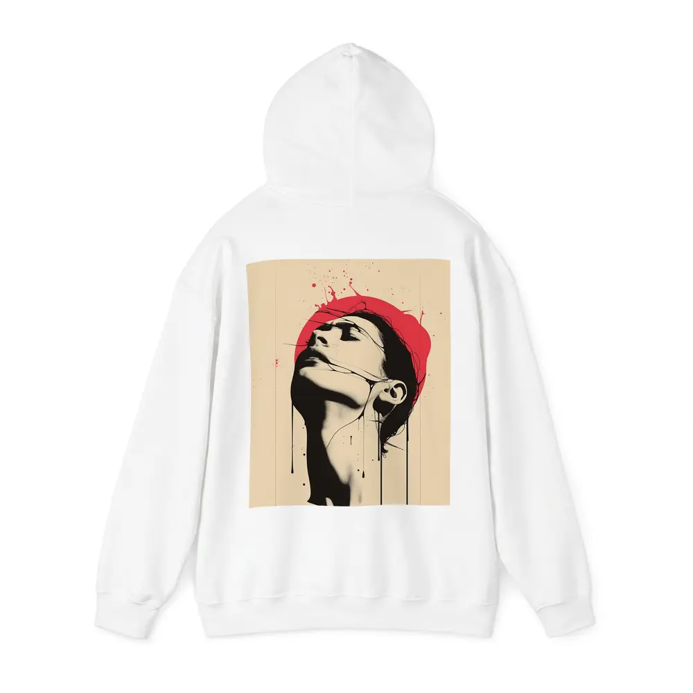 Woman Head Tilted Back Red Circle Art – Hoodies