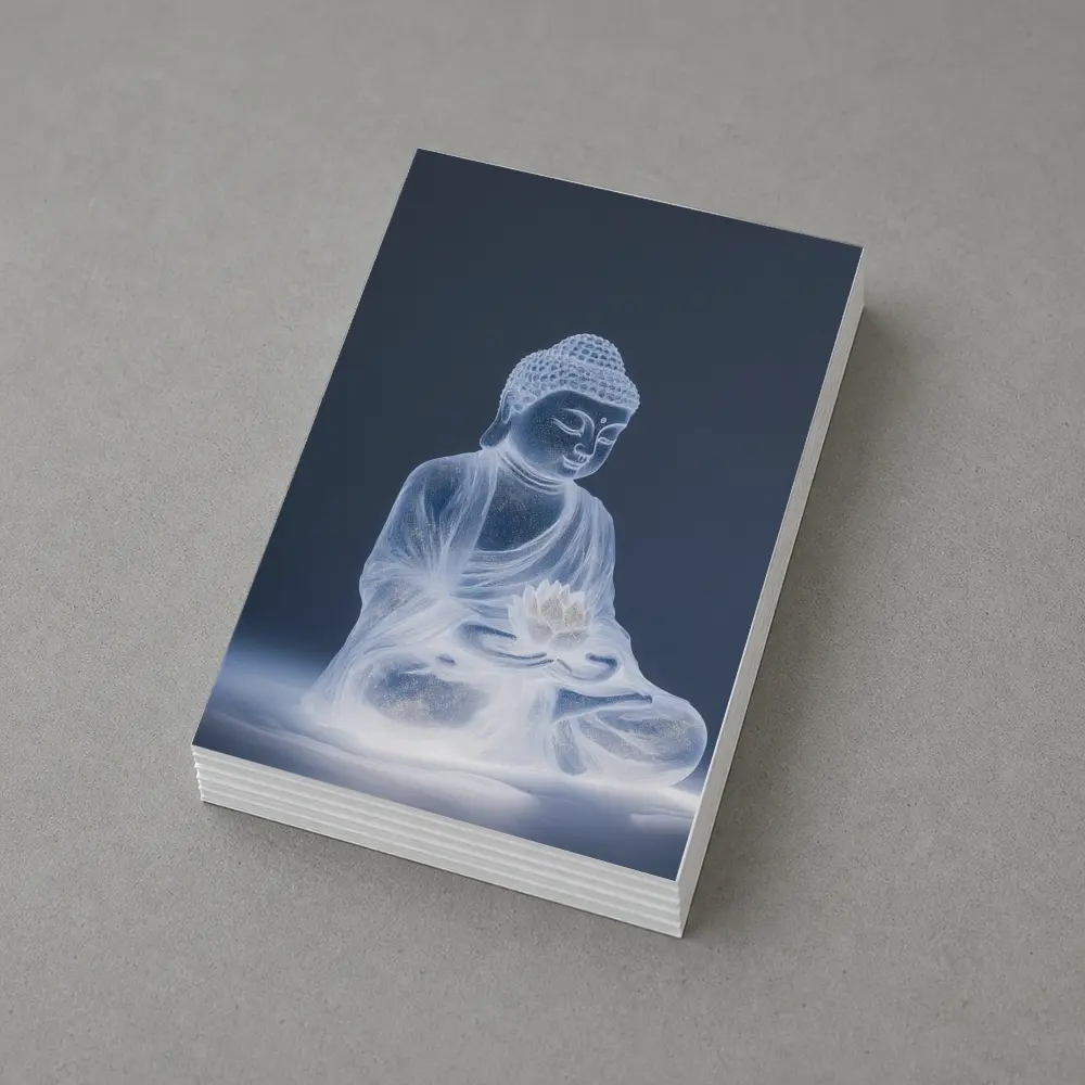 Glowing Buddha Lotus Meditation Gray Background – Postcards