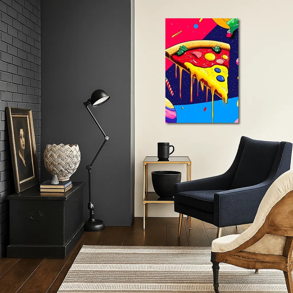 Pop Art Pizza Slice In Cosmic Space – Wall Art