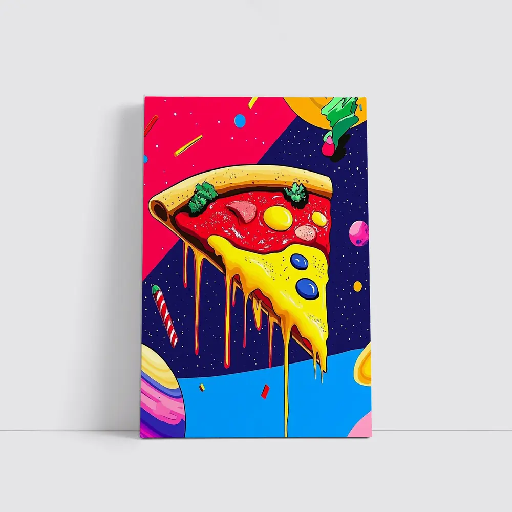 Pop Art Pizza Slice In Cosmic Space – Wall Art