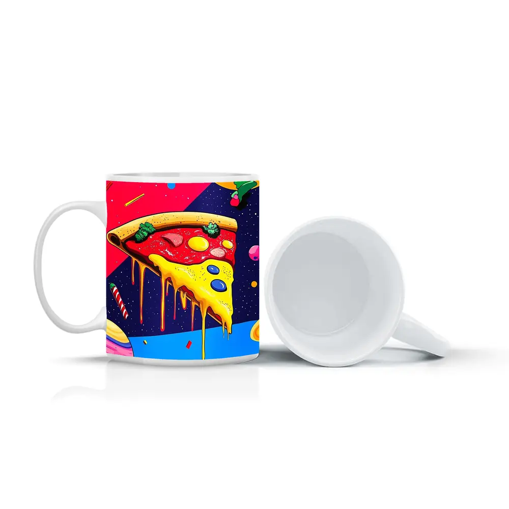 Pop Art Pizza Slice In Cosmic Space – Mugs