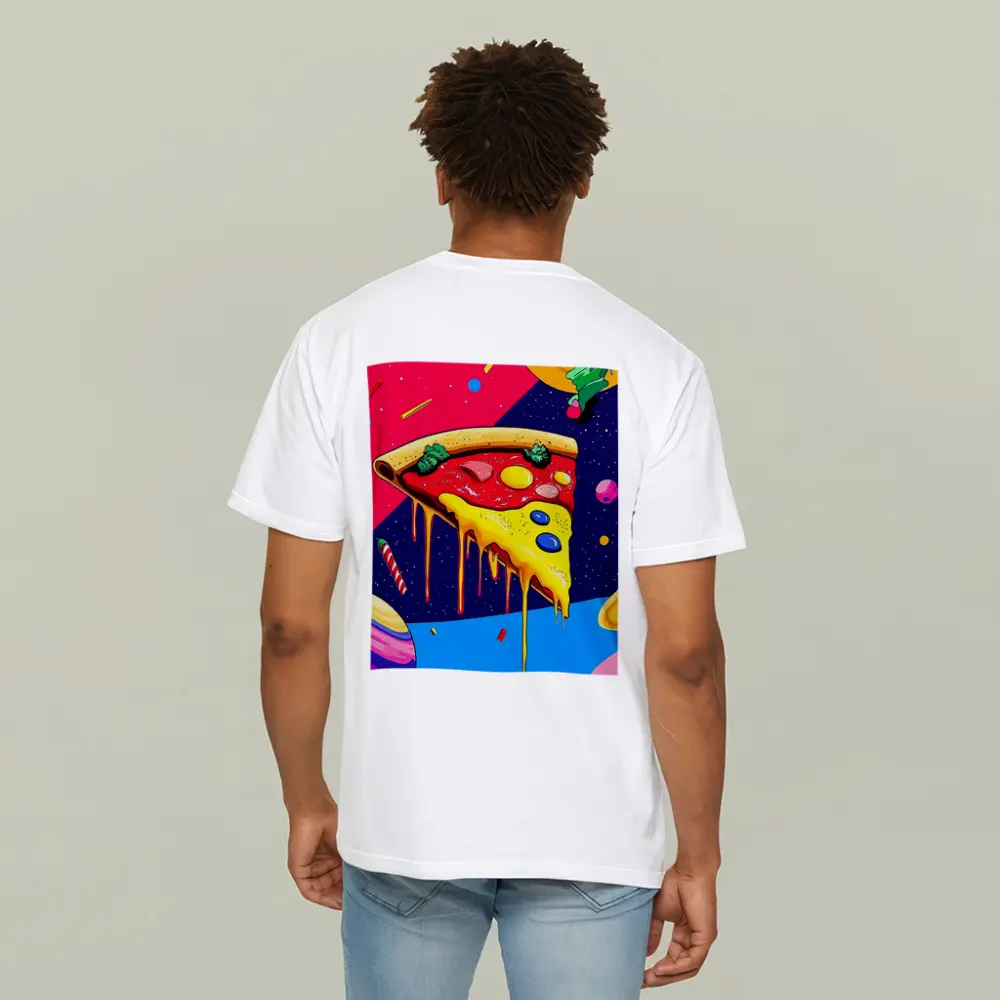 Pop Art Pizza Slice In Cosmic Space – T-Shirts