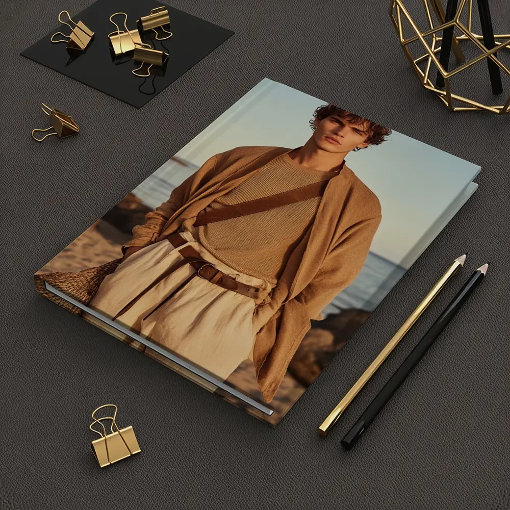 Young Man Beige Outfit Rocky Beach – Notebooks