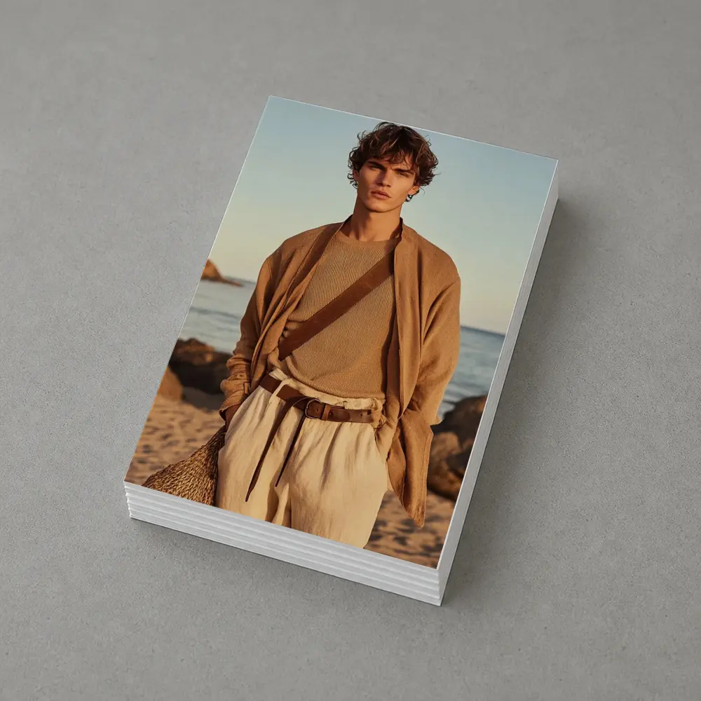 Young Man Beige Outfit Rocky Beach – Postcards