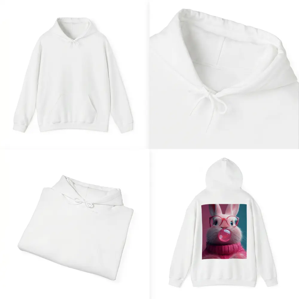 Pink Bunny Blowing Bubble Gum Art – Hoodies