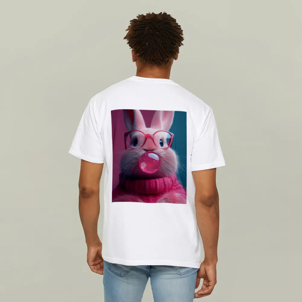 Pink Bunny Blowing Bubble Gum Art – T-Shirts