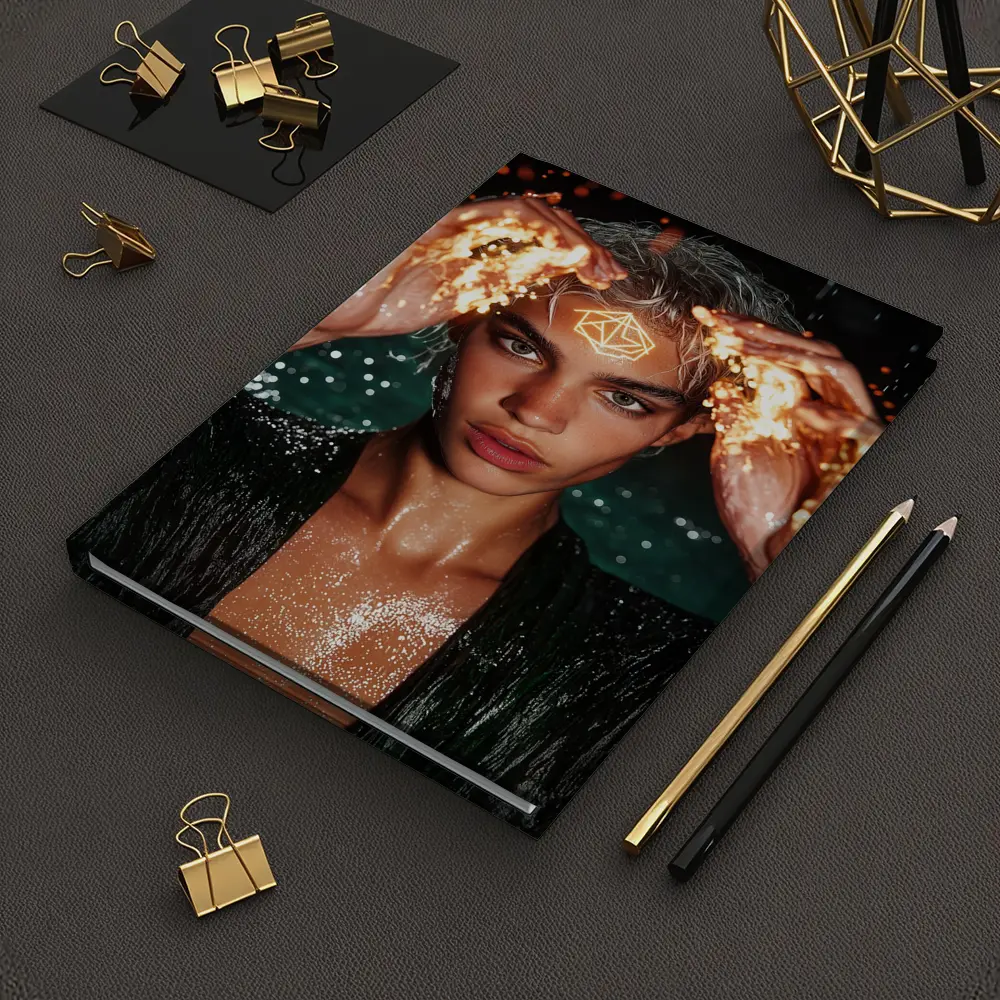 Young Man Fire Hands Mystical Dark Portrait – Notebooks