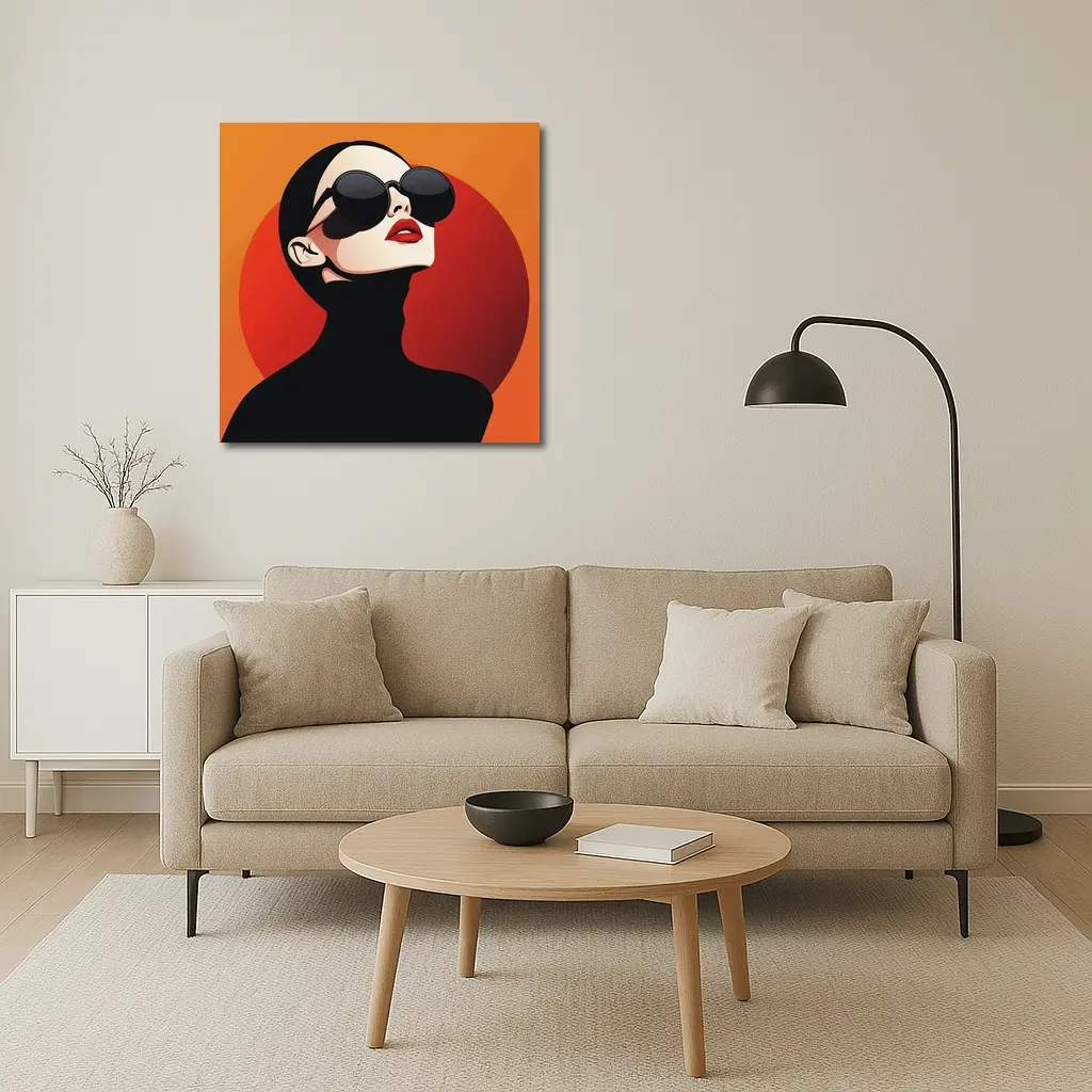 Fashion Woman Sunglasses Red Orange Background – Wall Art
