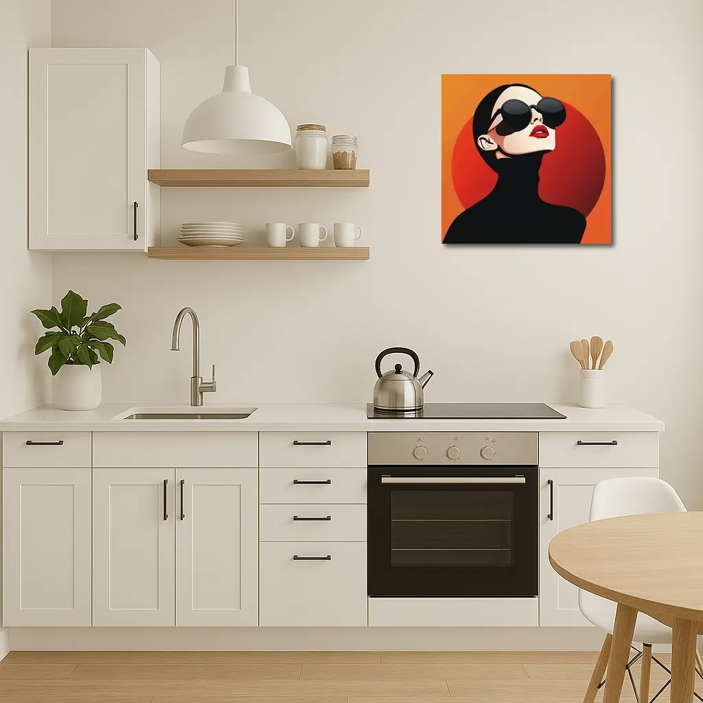 Fashion Woman Sunglasses Red Orange Background – Wall Art