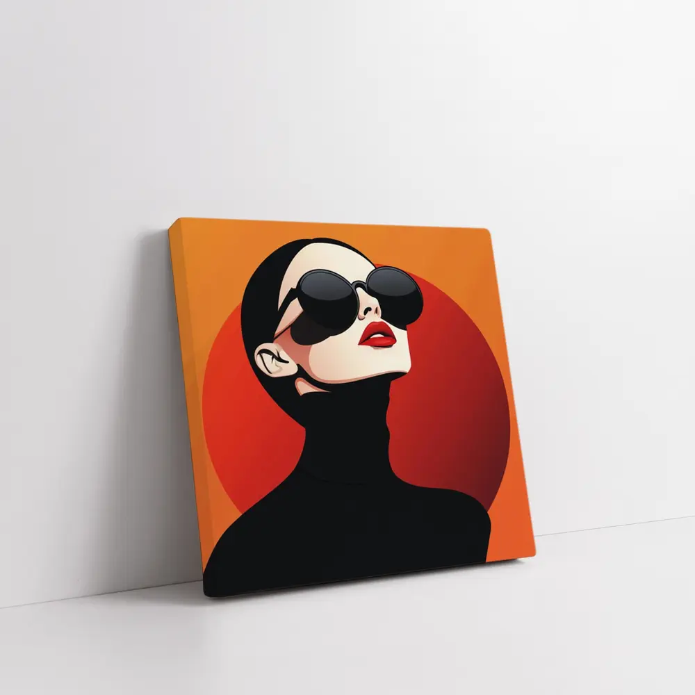 Fashion Woman Sunglasses Red Orange Background – Wall Art